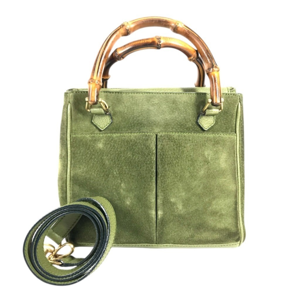 GUCCI 000 121 Vintage Bamboo 2-Way Bag, Handbag, Shoulder Tote Suede, Men's &...